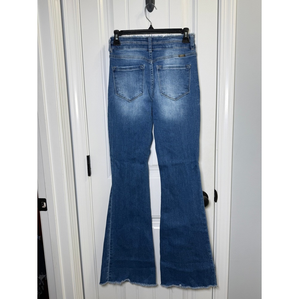 KanCan Women Flare Jeans Blue Distressed High Rise Retro Boho 26/32 - Picture 4 of 7